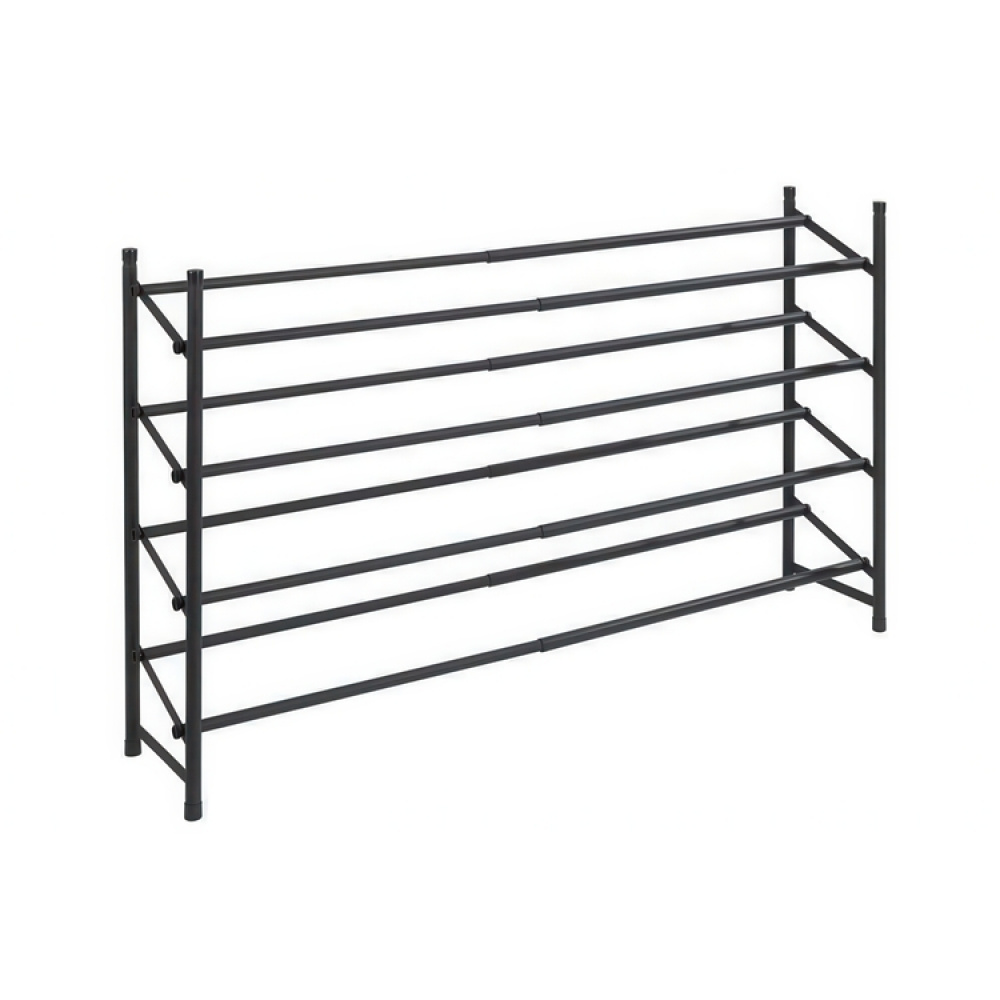 Expanderbar skohylla, 4 hyllor, HERO NON-SLIP, 62~115 x 23 x H 68 cm, Svart i gruppen Förvaring / Hallförvaring / Skohyllor hos SmartaSaker.se (40566)