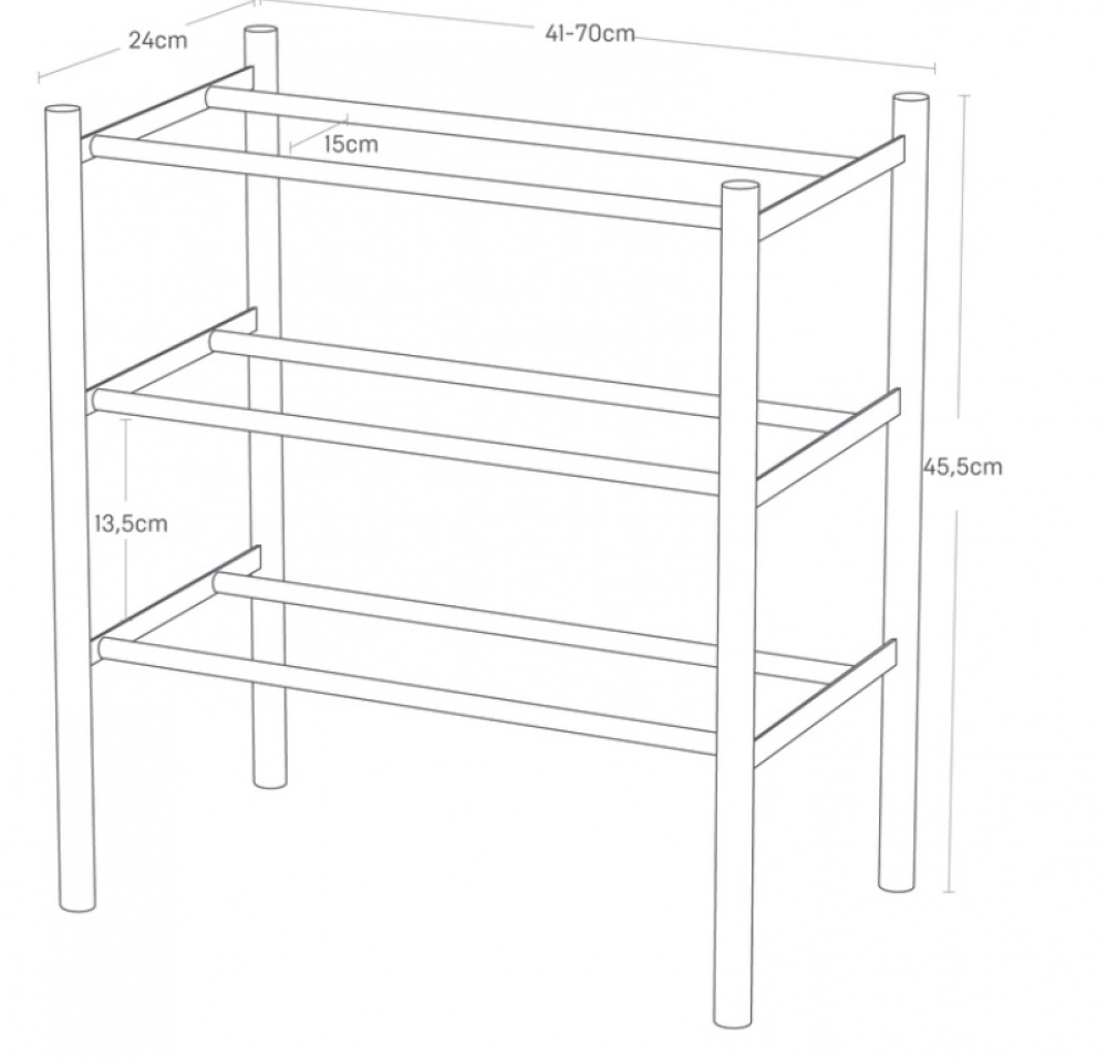 Expanderbar skohylla, metall och trä, PLAIN 3-TIERED, 41 ~ 70 x 25 x H 45,5 cm, Yamazaki, Vit /Natur i gruppen Förvaring / Hallförvaring / Skohyllor hos SmartaSaker.se (40567)