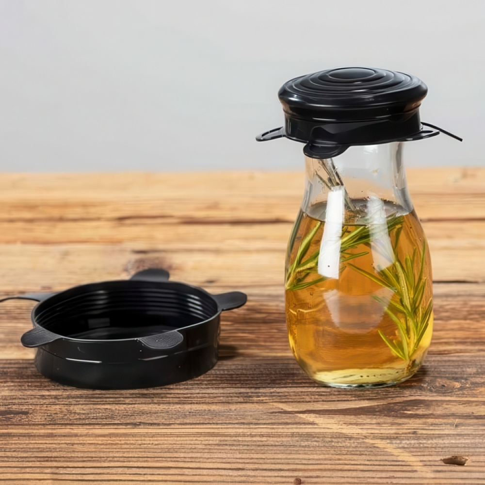 Expanderbara, lufttäta lock i silikon, 6 st, BLACK SILICONE STRETCH TOPS, Svarta i gruppen Förvaring / Köksförvaring hos SmartaSaker.se (40571)