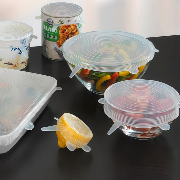 Silikonlockset för mat set med 6 delar, Transparent i gruppen Förvaring / Köksförvaring hos SmartaSaker.se (40572)