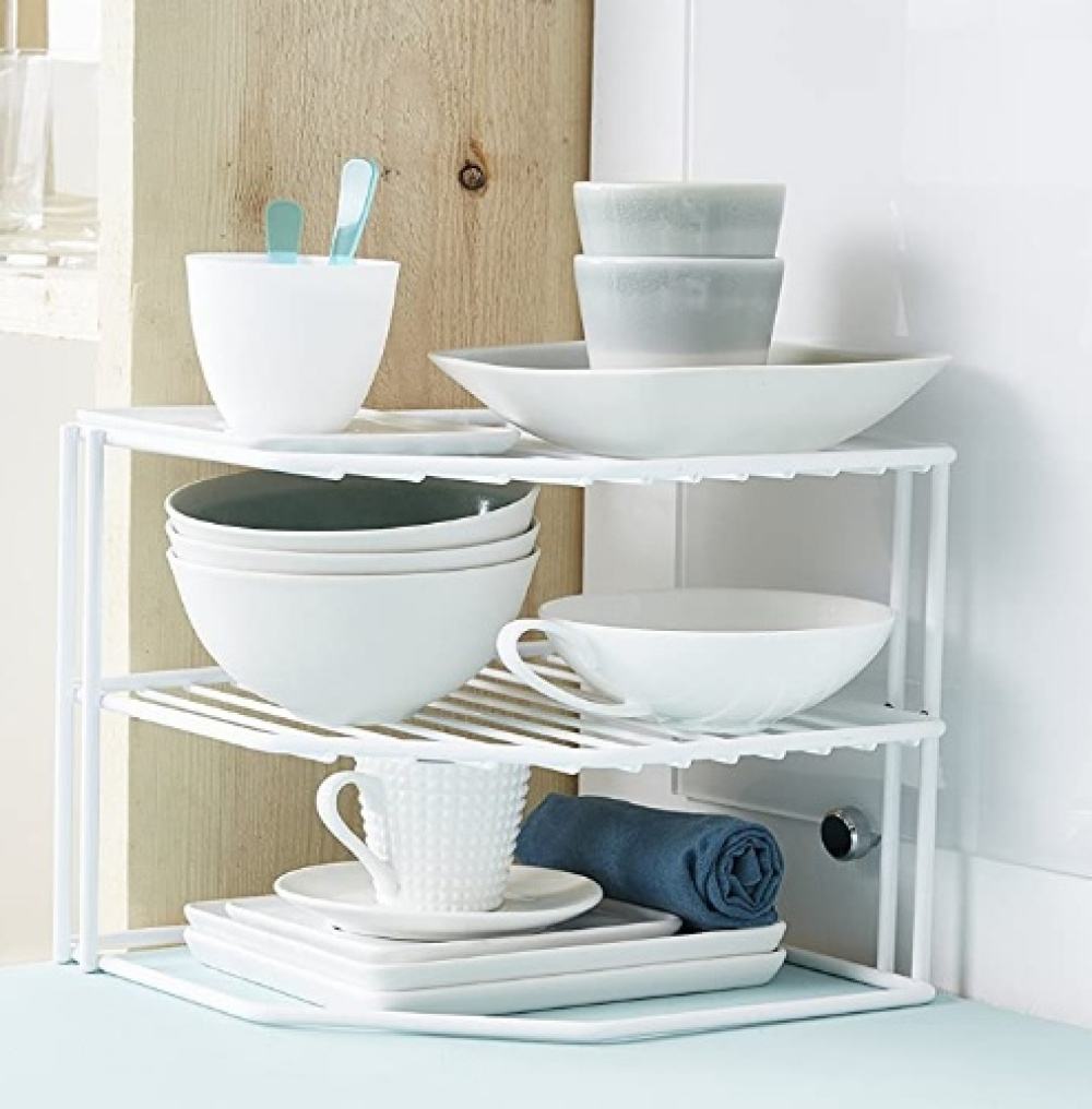 Extra hylla för hörn, med tre plan, CORNER SHELF, 24 x 23 x H 20,5 cm, Vit i gruppen Förvaring / Köksförvaring / Organisera köksskåp hos SmartaSaker.se (40582)