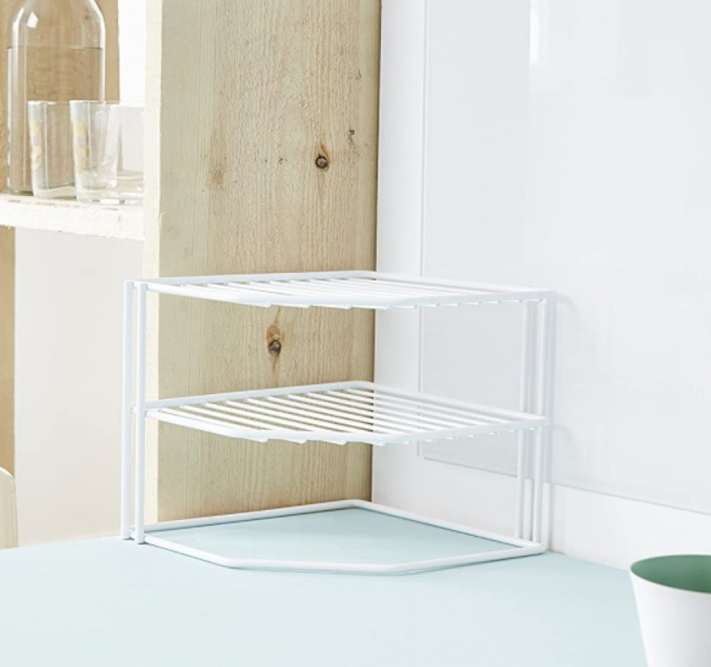 Extra hylla för hörn, med tre plan, CORNER SHELF, 24 x 23 x H 20,5 cm, Vit i gruppen Förvaring / Köksförvaring / Organisera köksskåp hos SmartaSaker.se (40582)