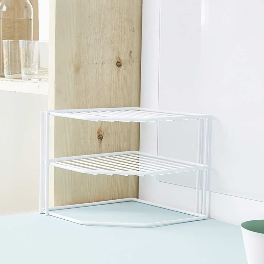 Extra hylla för hörn, med tre plan, CORNER SHELF, 24 x 23 x H 20,5 cm, Vit i gruppen Förvaring / Köksförvaring / Organisera köksskåp hos SmartaSaker.se (40582)