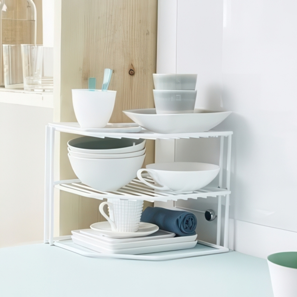 Extra hylla för hörn, med tre plan, CORNER SHELF, 24 x 23 x H 20,5 cm, Vit i gruppen Förvaring / Köksförvaring / Organisera köksskåp hos SmartaSaker.se (40582)