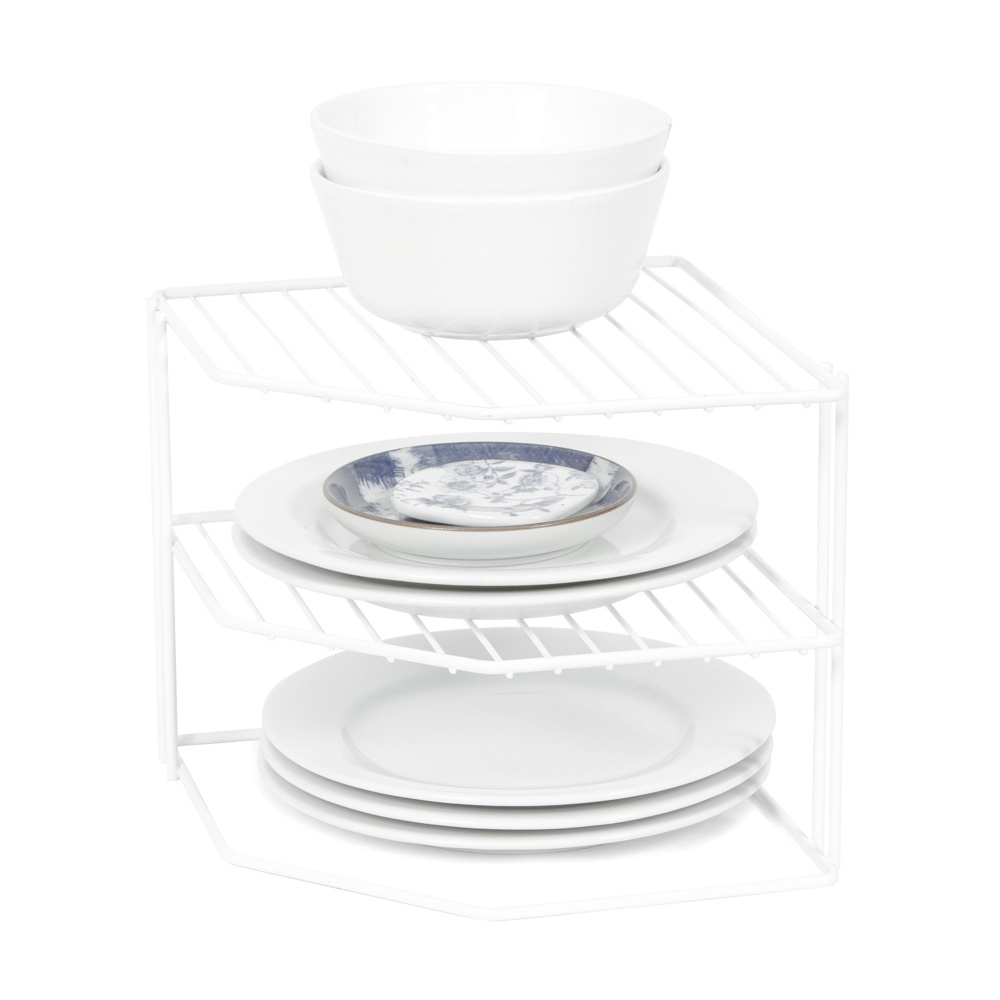 Extra hylla för hörn, med tre plan, CORNER SHELF, 24 x 23 x H 20,5 cm, Vit i gruppen Förvaring / Köksförvaring / Organisera köksskåp hos SmartaSaker.se (40582)