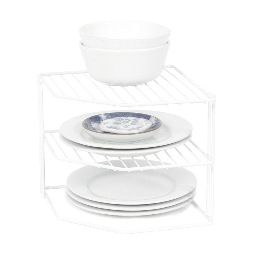 Extra hylla för hörn, med tre plan, CORNER SHELF, 24 x 23 x H 20,5 cm, Vit i gruppen Förvaring / Köksförvaring / Organisera köksskåp hos SmartaSaker.se (40582)