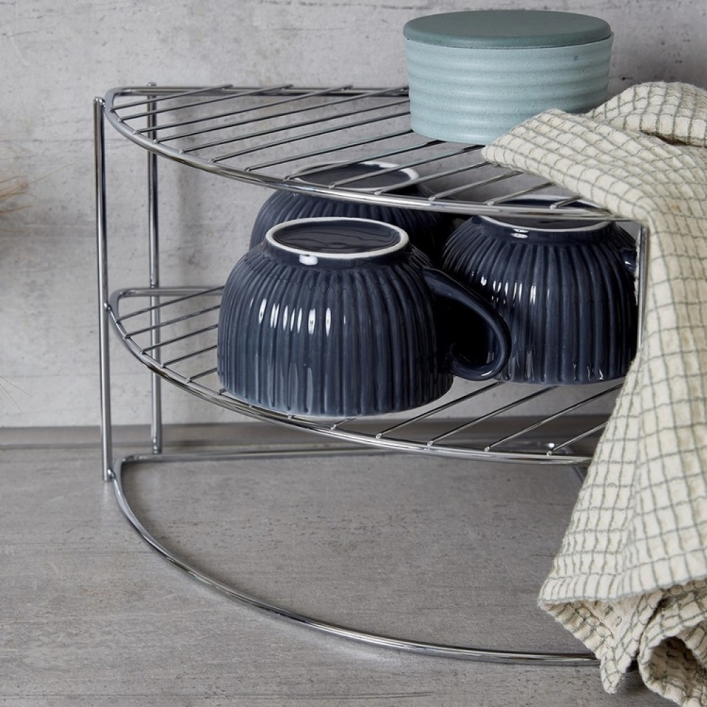 Extra hylla för hörn, med tre plan, CORNER SHELF, 25 x 25 x H 21,5 cm, Silver i gruppen Förvaring / Köksförvaring / Organisera köksskåp hos SmartaSaker.se (40583)