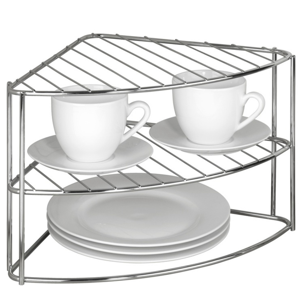 Extra hylla för hörn, med tre plan, CORNER SHELF, 25 x 25 x H 21,5 cm, Silver i gruppen Förvaring / Köksförvaring / Organisera köksskåp hos SmartaSaker.se (40583)