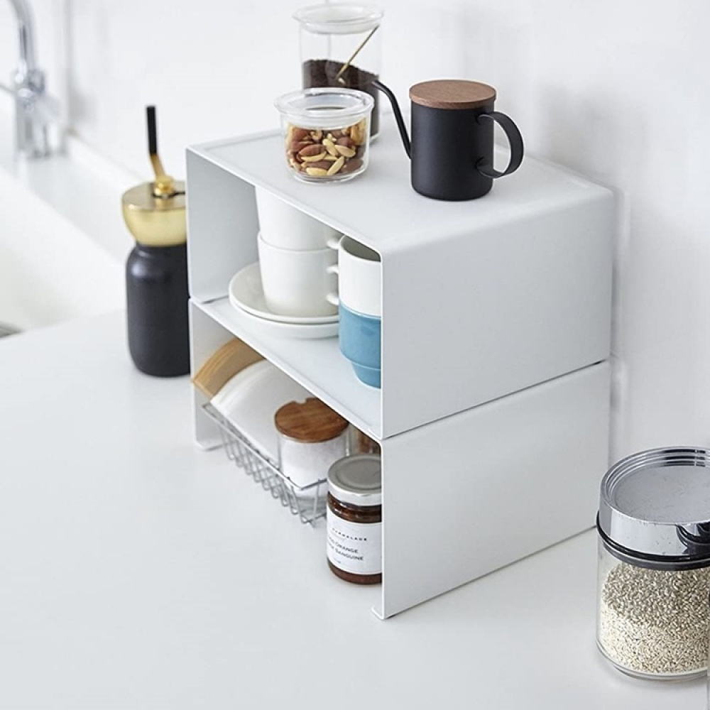 Extra hylla i metall, TOWER STACKABLE RACK, 30,5 x 22 x H14 cm, Yamazaki, Vit i gruppen Förvaring / Köksförvaring / Organisera köksskåp hos SmartaSaker.se (40590)