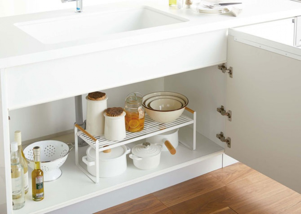 Extra hylla, Lång, TOSCA STORAGE RACK, 60 Ã— 22,5 Ã— H22 cm, Yamazaki, Vit i gruppen Förvaring / Köksförvaring / Organisera köksskåp hos SmartaSaker.se (40592)