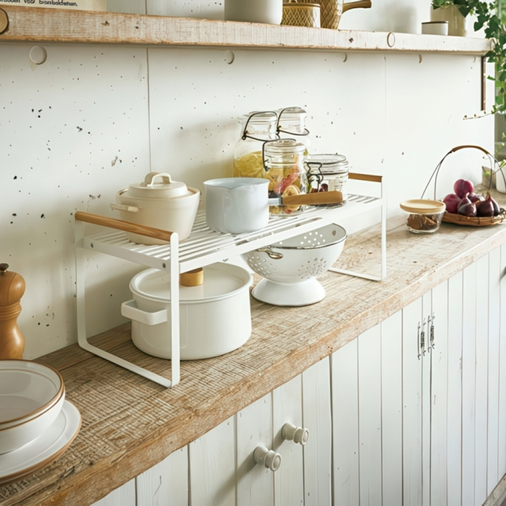 Extra hylla, Lång, TOSCA STORAGE RACK, 60 × 22,5 × H22 cm, Yamazaki, Vit i gruppen Förvaring / Köksförvaring / Organisera köksskåp hos SmartaSaker.se (40592)