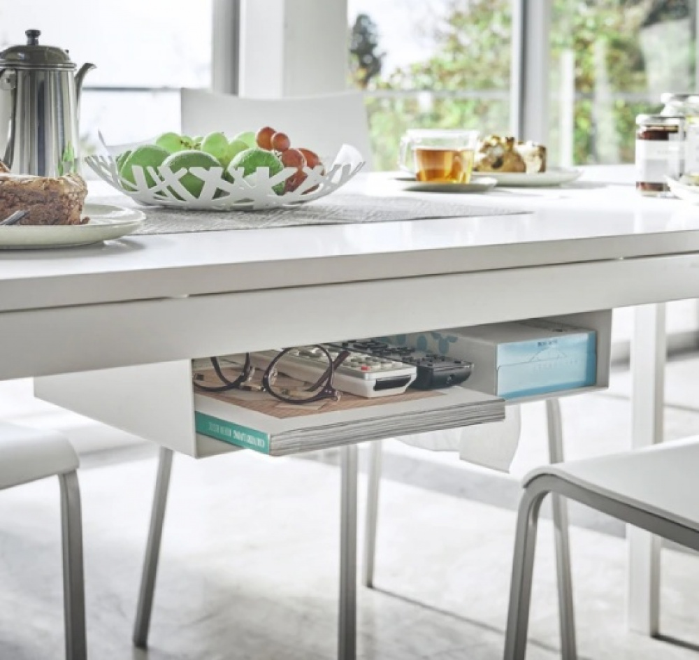 Extrahylla, under bord, TOWER UNDER-TABLE SHELF, 44 x 24,5 x H 7 cm, Vit i gruppen Förvaring / Köksförvaring / Organisera köksskåp / Under hyllan-förvaring hos SmartaSaker.se (40599)