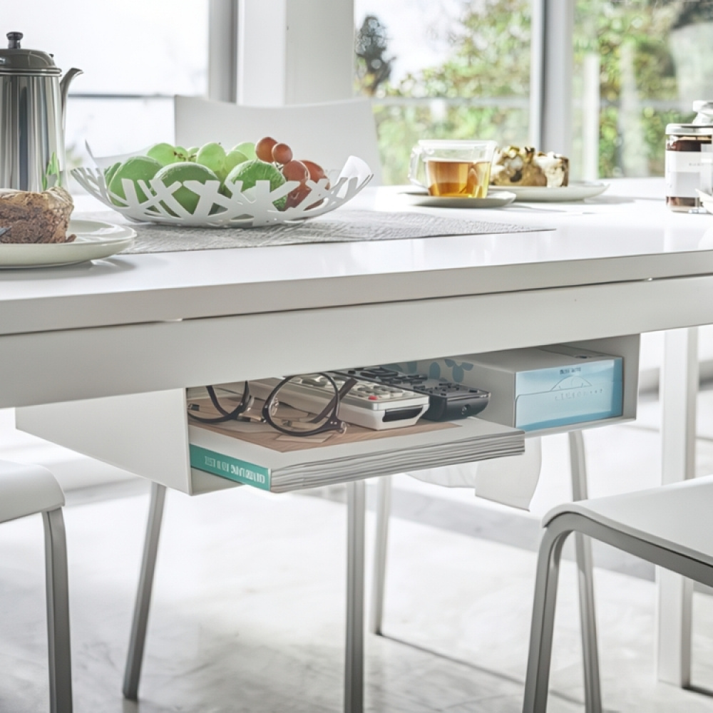 Extrahylla, under bord, TOWER UNDER-TABLE SHELF, 44 x 24,5 x H 7 cm, Vit i gruppen Förvaring / Köksförvaring / Organisera köksskåp / Under hyllan-förvaring hos SmartaSaker.se (40599)