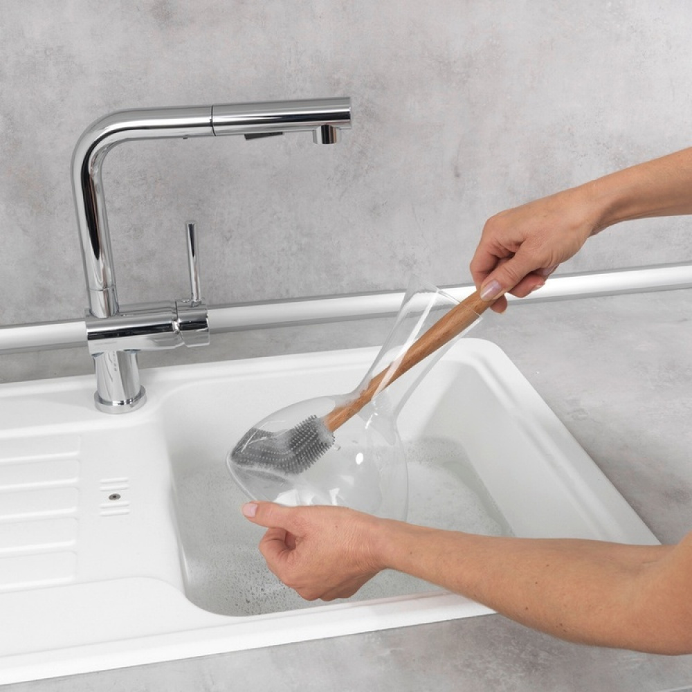 Flaskborste med böjbar silikonspets, FLEXKOPF, Ø 4,5 x H 30 cm, Grå / natur i gruppen Förvaring / Köksförvaring / Diskställ och diskbänk hos SmartaSaker.se (40600)