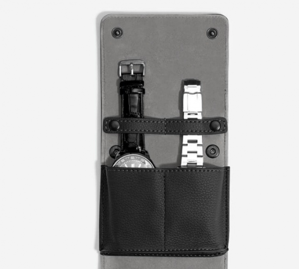 Fodral för 2 Klockor, STACKERS WATCH WRAP, 14,5 x 11 x 2,5 cm, Svart i gruppen Förvaring / Sovrumsförvaring / Klocklådor hos SmartaSaker.se (40606)