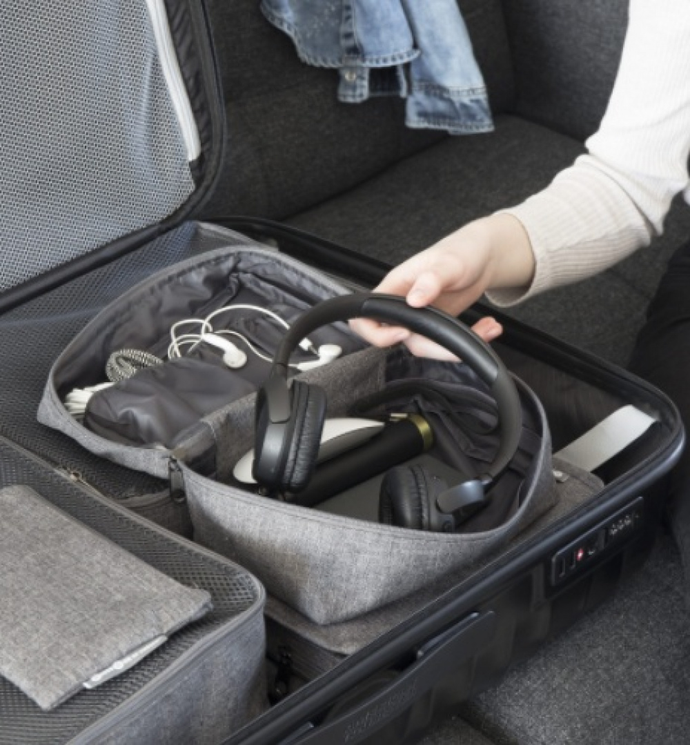 Fodral för accessoarer med extra etui, BIGSO ACCESSORIES ORGANIZER, Grå i gruppen Förvaring / Badrumsförvaring / Sminkförvaring hos SmartaSaker.se (40607)