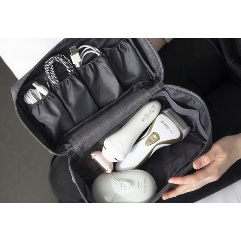 Fodral för accessoarer med extra etui, BIGSO ACCESSORIES ORGANIZER, Grå i gruppen Förvaring / Badrumsförvaring / Sminkförvaring hos SmartaSaker.se (40607)