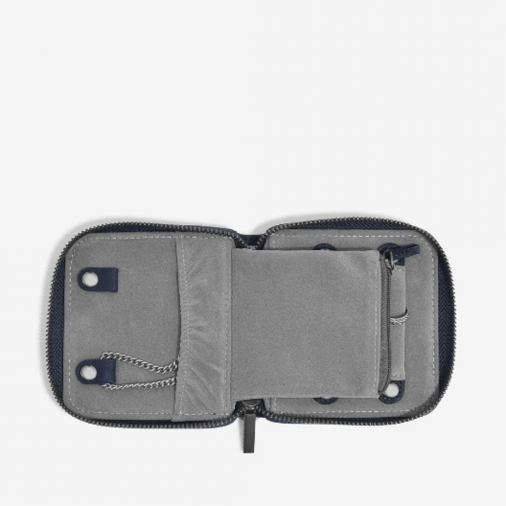 Fodral för smycken, STACKERS COMPACT JEWELLRY PURSE, 11 x 11 x 2,5 cm, Pebble Navy / Grå i gruppen Förvaring / Förvaring på resa / Smyckesförvaring för resa hos SmartaSaker.se (40611)