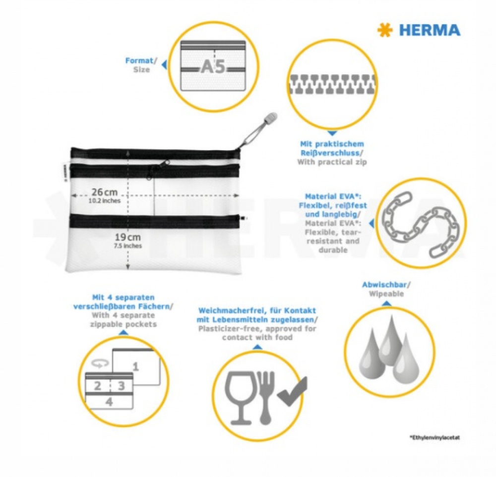 Fodral med fickor, UNIVERSAL MULTI BAG A5, 26 x 20 cm, Transparent / Svart i gruppen Förvaring / Förvaring på resa / Packpåsar och packkuber hos SmartaSaker.se (40617)