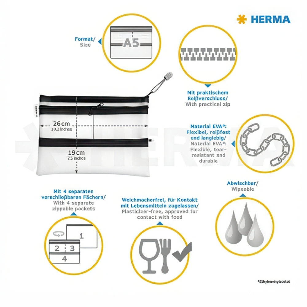 Fodral med fickor, UNIVERSAL MULTI BAG A5, 26 x 20 cm, Transparent / Svart i gruppen Förvaring / Förvaring på resa / Packpåsar och packkuber hos SmartaSaker.se (40617)