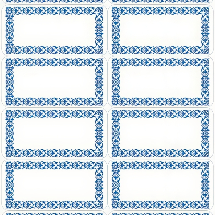 Frysetiketter, Små, 48 st, BLUE BORDER 3,7 x H 1,9 cm , Vit / Blå i gruppen Förvaring / Magneter och självhäftande / Skyltar och etiketter hos SmartaSaker.se (40632)