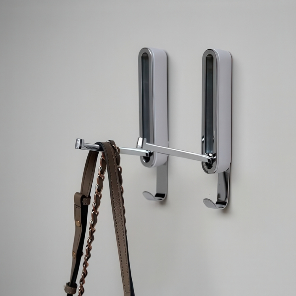 Fällbar hängare med krok, SIGMA KLAPP-HAKEN, Silver /vit i gruppen Förvaring / Garderobsförvaring / Galgar och hängare hos SmartaSaker.se (40638)