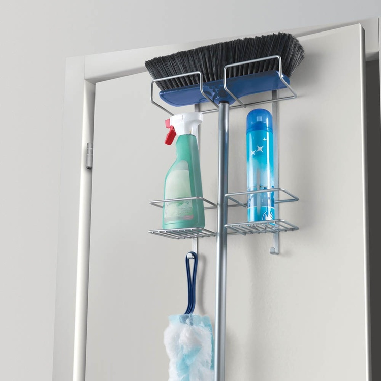Förvaring på dörren, OVER-DOOR BROOM HOLDER, 31,5 x 12 x H 46 cm, Silver i gruppen Förvaring / Städförvaring och sopsortering / Hållare till städskåpet hos SmartaSaker.se (40655)