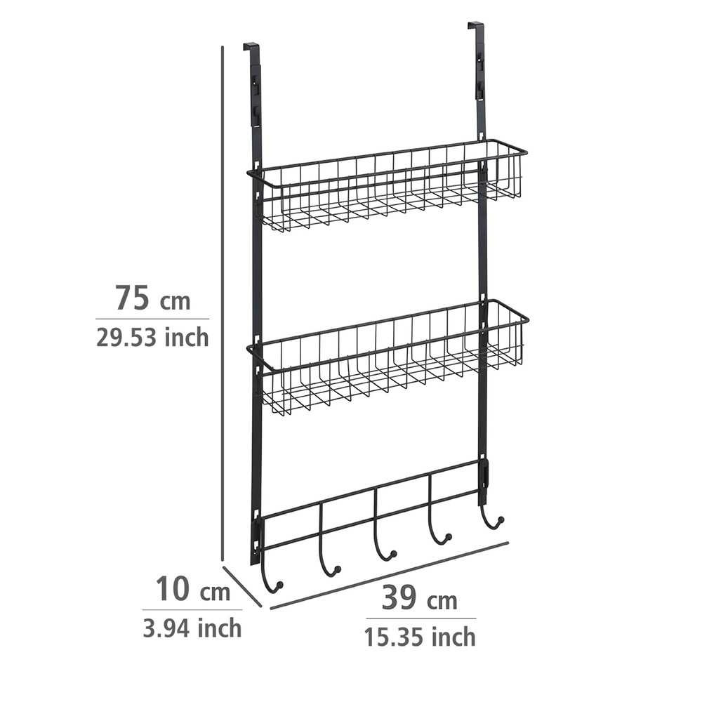 Förvaring på dörren, över dörr, OVER-DOOR ORGANIZER, 39 x 10 x H 75 cm, Svart i gruppen Förvaring / Sovrumsförvaring / Dörrkrokar hos SmartaSaker.se (40656)