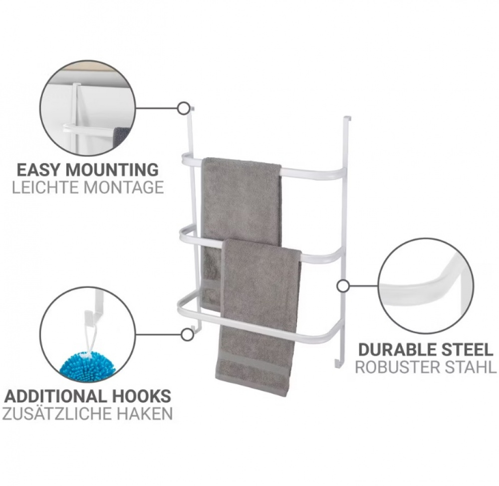 Förvaring på dörren, över dörr, OVER-DOOR TOWEL RAIL, 54,5 x 21,5 x H 77,5 cm, Vit i gruppen Förvaring / Badrumsförvaring hos SmartaSaker.se (40657)