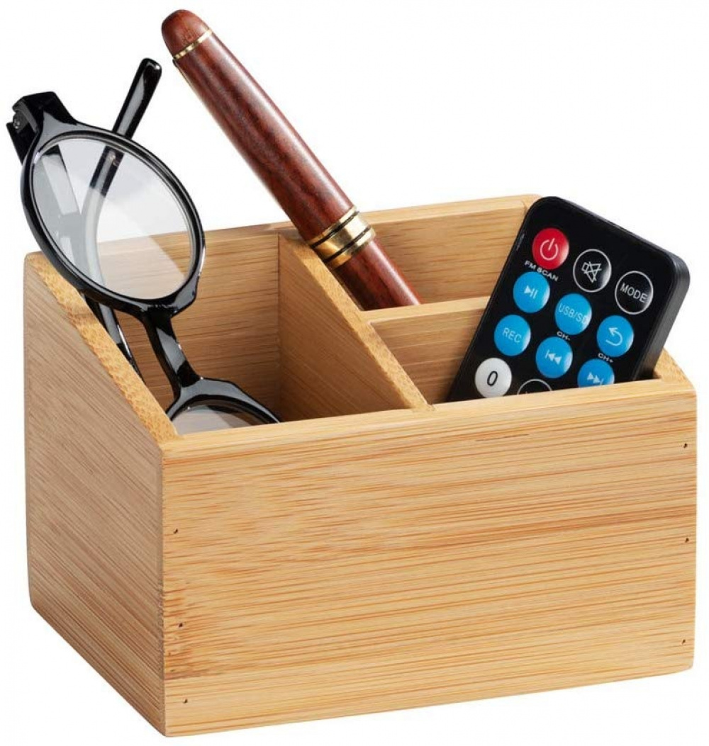 Förvaringsbox i Bambu 3 fack, TERRA, 12 x 9 x H 8,5 cm, Natur i gruppen Förvaring / Förvaringslådor / Småförvaring hos SmartaSaker.se (40659)