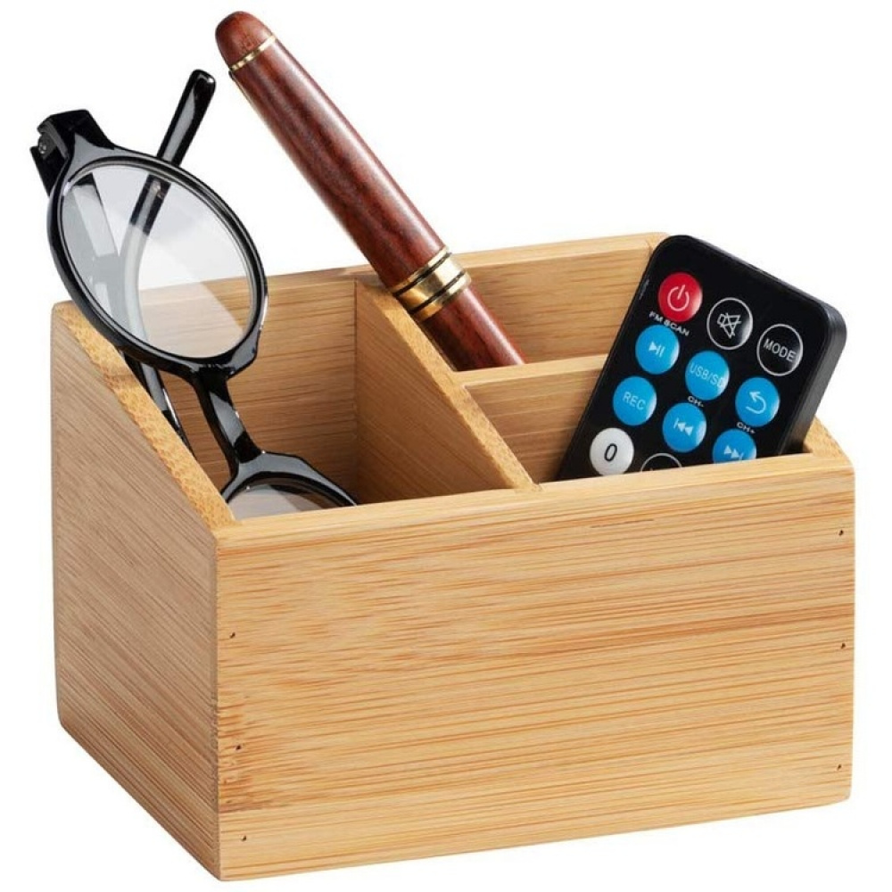 Förvaringsbox i Bambu 3 fack, TERRA, 12 x 9 x H 8,5 cm, Natur i gruppen Förvaring / Förvaringslådor / Småförvaring hos SmartaSaker.se (40659)