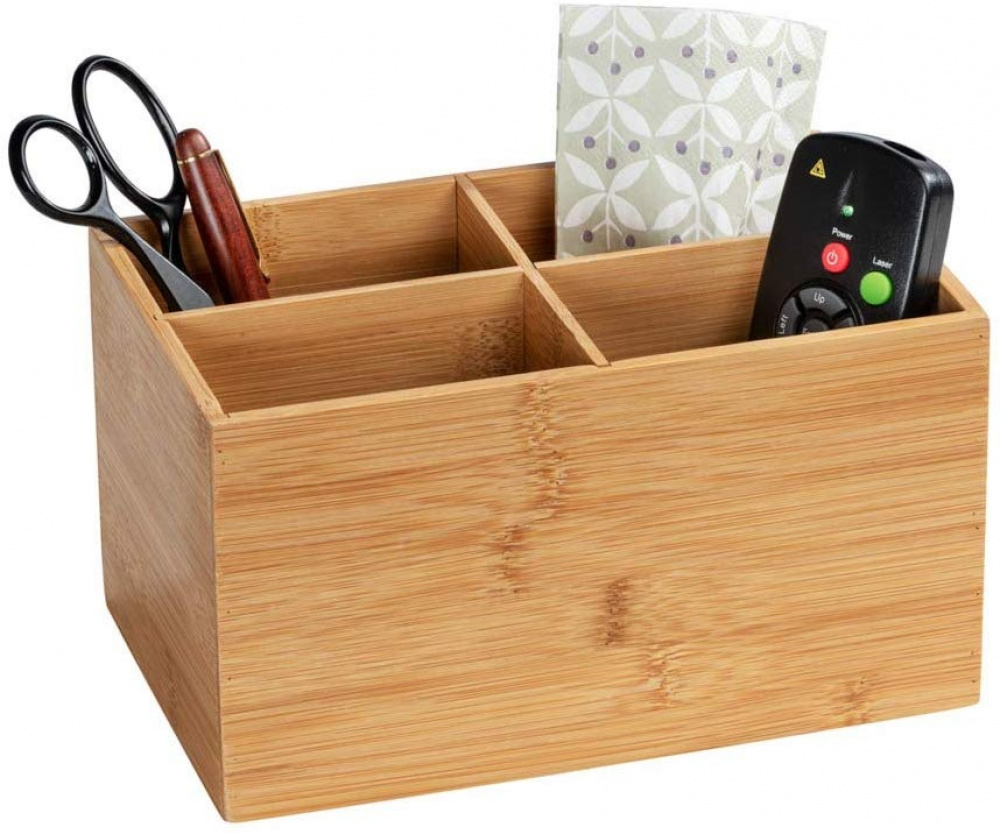 Förvaringsbox i Bambu 4 fack, TERRA, 22 x 14 x H12 cm, Natur i gruppen Förvaring / Förvaringslådor hos SmartaSaker.se (40660)