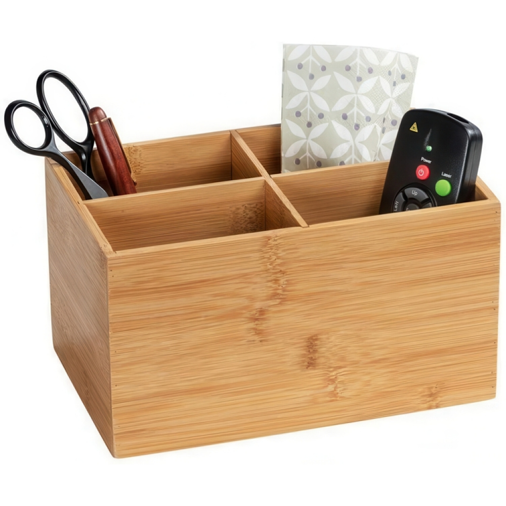 Förvaringsbox i Bambu 4 fack, TERRA, 22 x 14 x H12 cm, Natur i gruppen Förvaring / Förvaringslådor hos SmartaSaker.se (40660)