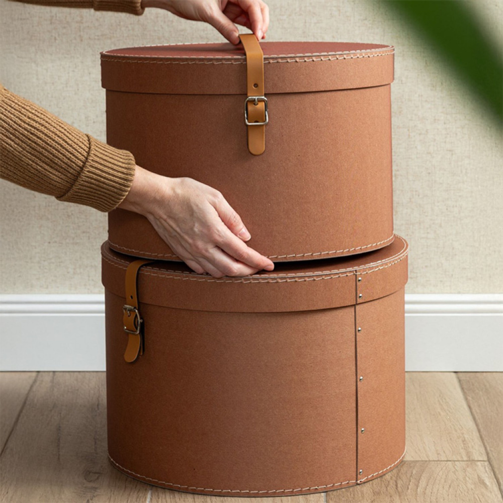 Förvaringsboxar, Runda, 2 st, BIGSO RUT RESTORE, Ø 37,5 + Ø 35,5 i gruppen Förvaring / Förvaringslådor / BigSo förvaringslådor hos SmartaSaker.se (40664)