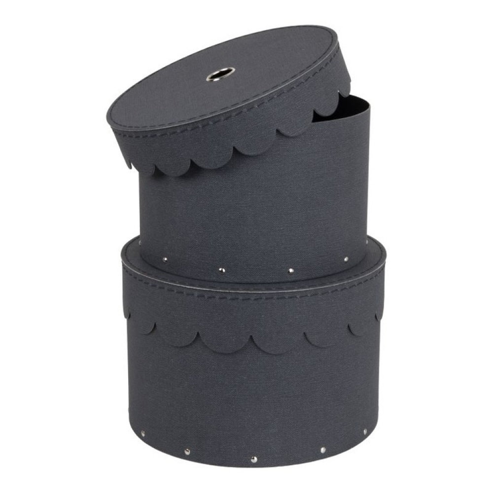 Förvaringsboxar, Runda, 2 st, BIGSO WILMA CANVAS, Ø26 x H Ø23 cm i gruppen Förvaring / Förvaringslådor / BigSo förvaringslådor hos SmartaSaker.se (40665)