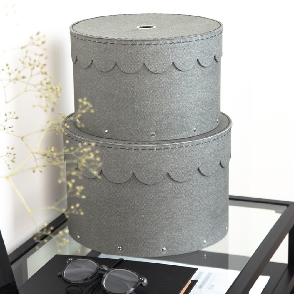 Förvaringsboxar, Runda, 2 st, BIGSO WILMA CANVAS, Ø26 x H Ø23 cm i gruppen Förvaring / Förvaringslådor / BigSo förvaringslådor hos SmartaSaker.se (40665)