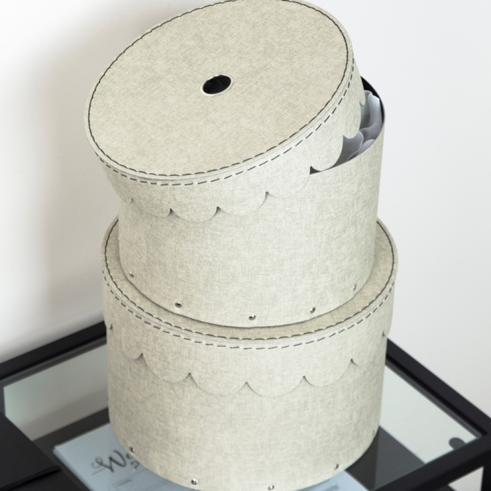 Förvaringsboxar, Runda, 2 st, BIGSO WILMA CANVAS, Ø26 x H Ø23 cm i gruppen Förvaring / Förvaringslådor / BigSo förvaringslådor hos SmartaSaker.se (40665)