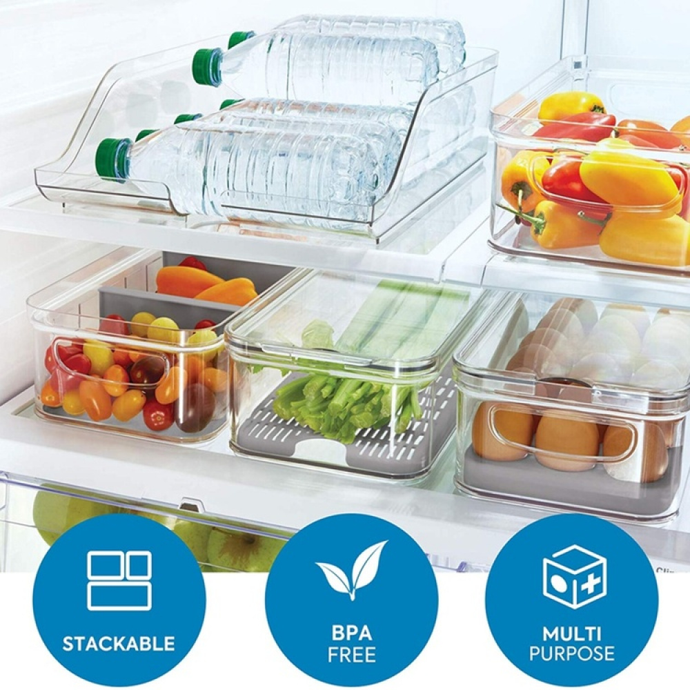 Förvaringsbricka för flaskor och burkar, RPET CRISP BEVERAGE BIN, 35,6 x 26,4 x H 9,5 cm, Transparent i gruppen Förvaring / Köksförvaring / Kylskåpsförvaring hos SmartaSaker.se (40667)