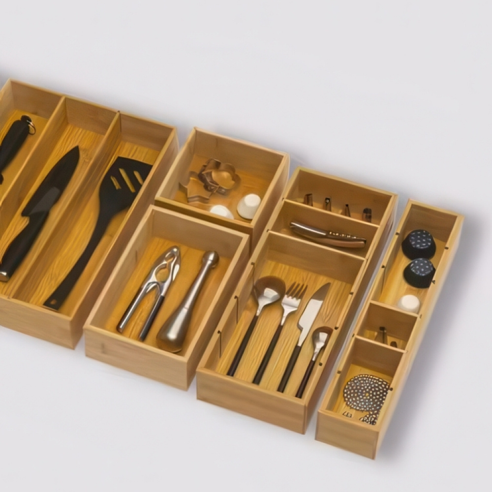 Förvaringsbricka i Bambu, TIDY SMART, 8 x 38 x H 7 cm, Natur i gruppen Förvaring / Förvaringslådor / Småförvaring hos SmartaSaker.se (40671)