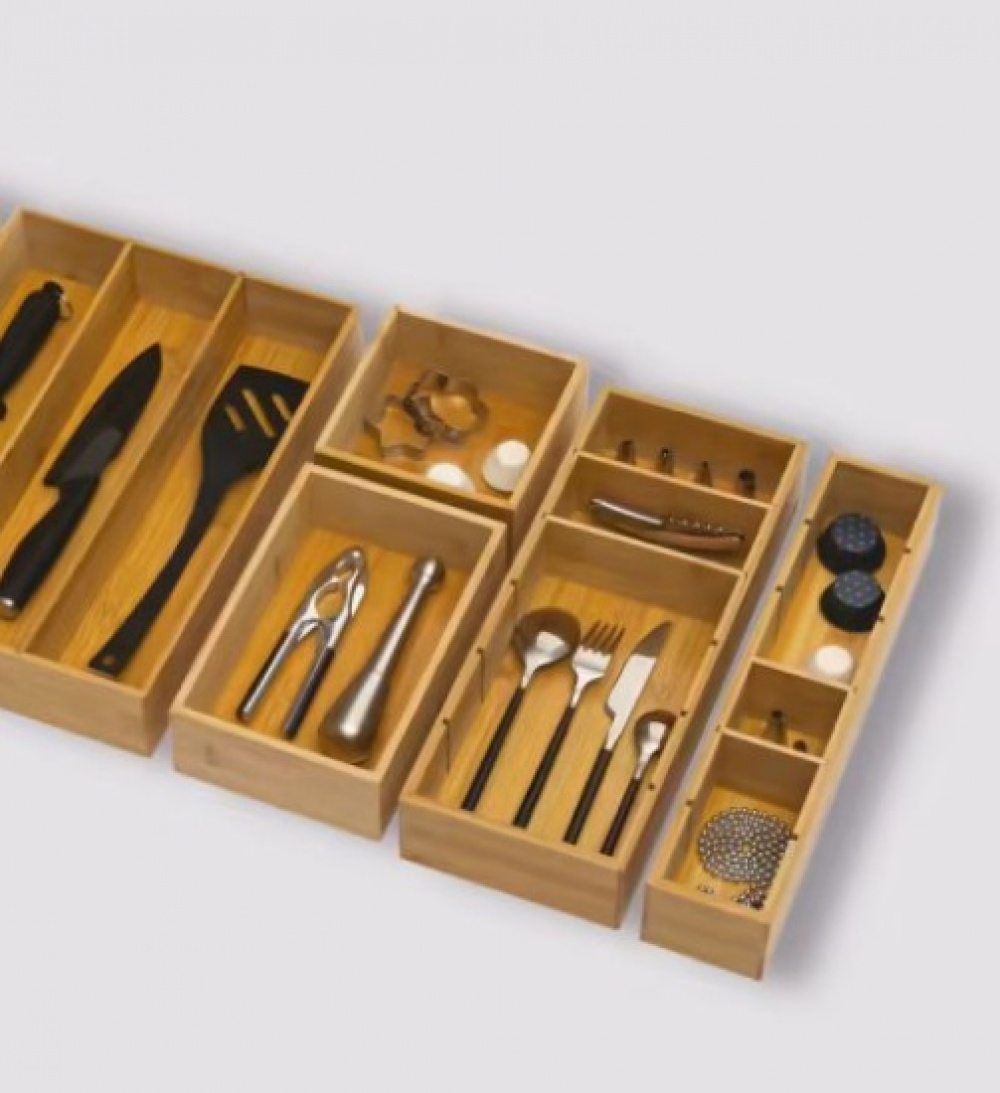 Förvaringsbricka i Bambu, Med 3 fack, TIDY SMART, 15 x 38 x H 7 cm, Natur i gruppen Förvaring / Förvaringslådor / Småförvaring hos SmartaSaker.se (40672)