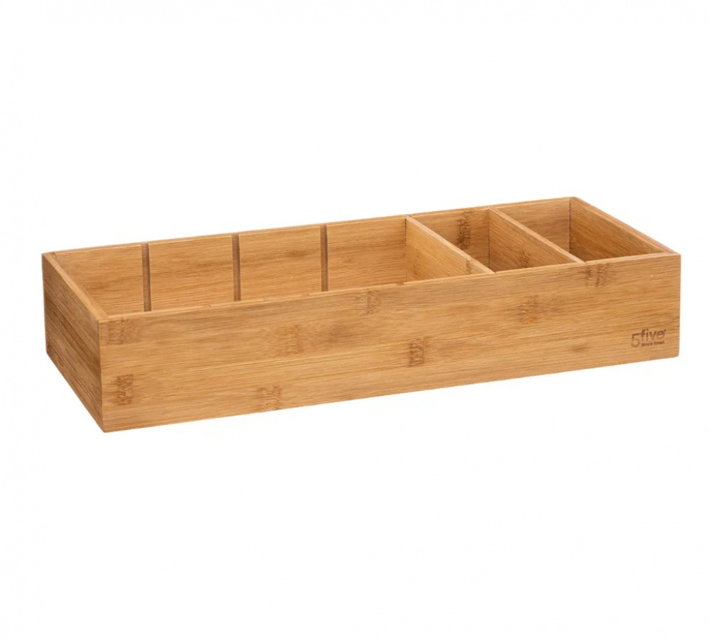 Förvaringsbricka i Bambu, Med 3 fack, TIDY SMART, 15 x 38 x H 7 cm, Natur i gruppen Förvaring / Förvaringslådor / Småförvaring hos SmartaSaker.se (40672)