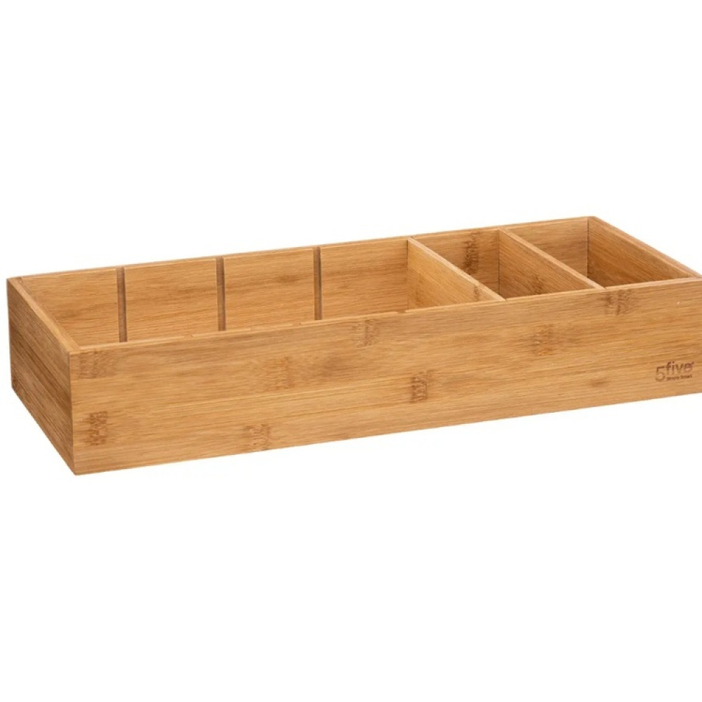 Förvaringsbricka i Bambu, Med 3 fack, TIDY SMART, 15 x 38 x H 7 cm, Natur i gruppen Förvaring / Förvaringslådor / Småförvaring hos SmartaSaker.se (40672)