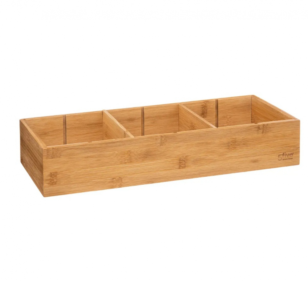 Förvaringsbricka i Bambu, Med 3 fack, TIDY SMART, 15 x 38 x H 7 cm, Natur i gruppen Förvaring / Förvaringslådor / Småförvaring hos SmartaSaker.se (40672)