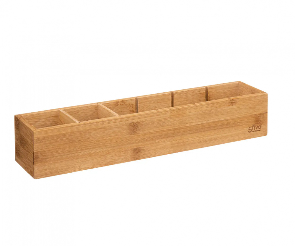 Förvaringsbricka i Bambu, Smal, Med 3 fack, TIDY SMART, 8 x 38 x H 7 cm, Natur i gruppen Förvaring / Förvaringslådor hos SmartaSaker.se (40673)