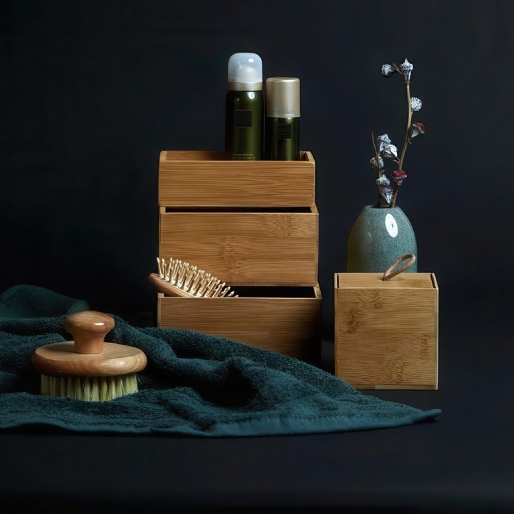 Förvaringsbricka i Bambu, Stapelbar, Stor, TERRA, 22 x 15 x H 7 cm, Natur i gruppen Förvaring / Förvaringslådor / Småförvaring hos SmartaSaker.se (40677)
