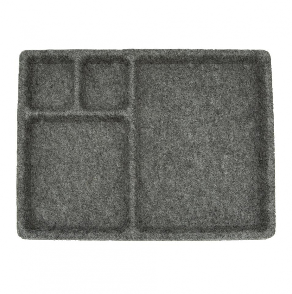 Förvaringsbricka med fack, FILT CATCH-ALL TRAY, 28,6 x 20 x H 2 cm, Grå i gruppen Förvaring / Garderobsförvaring / Sorteringslådor hos SmartaSaker.se (40679)