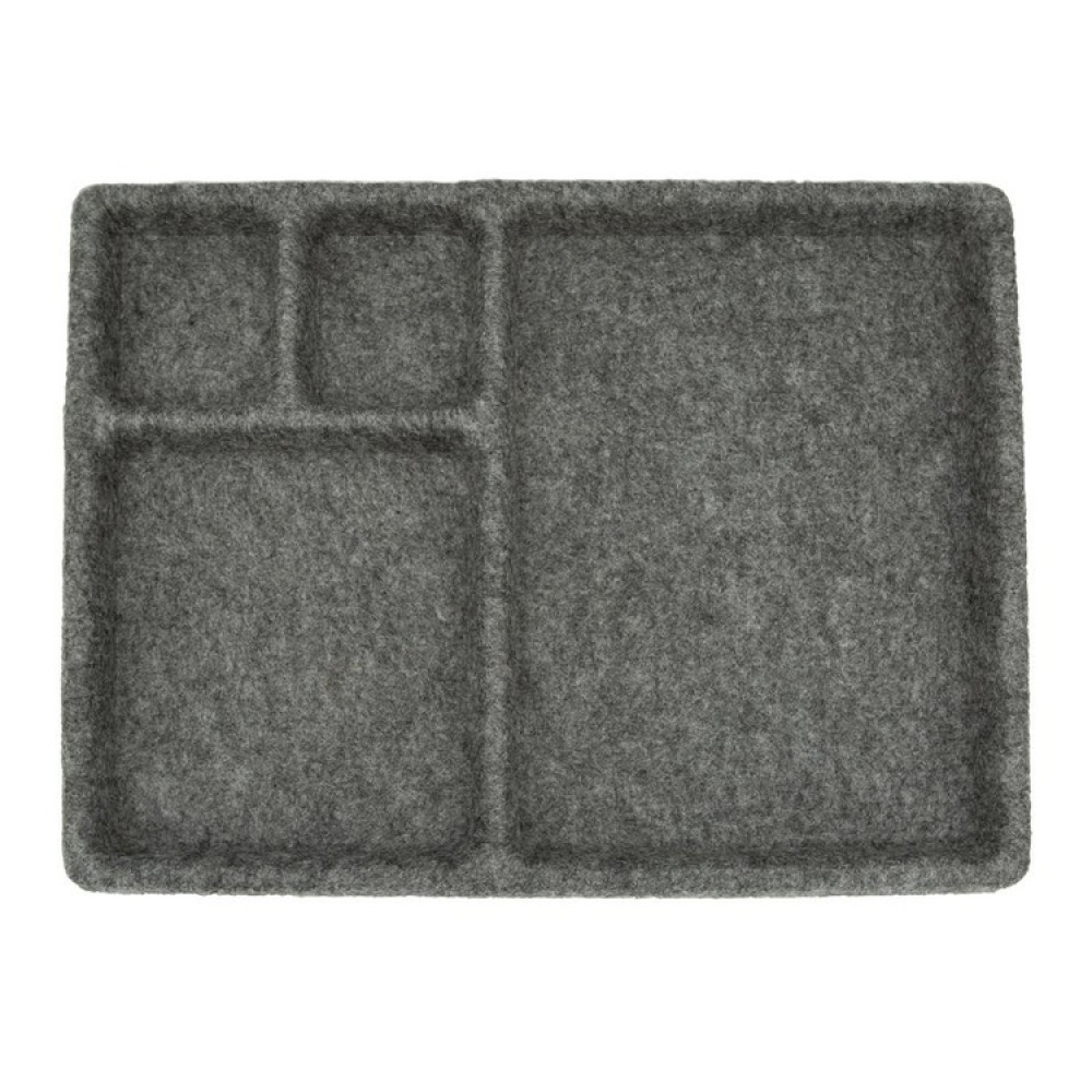 Förvaringsbricka med fack, FILT CATCH-ALL TRAY, 28,6 x 20 x H 2 cm, Grå i gruppen Förvaring / Garderobsförvaring / Sorteringslådor hos SmartaSaker.se (40679)
