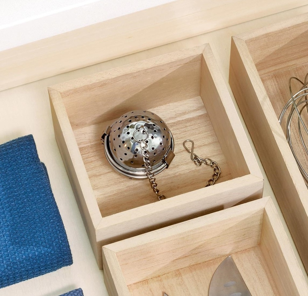 Förvaringsbricka, fyrkantig, PAULOWNIA DRAWER ORGANISER, 12,7 x 12,7 x H 7 cm, Natur i gruppen Förvaring / Köksförvaring / Förvaringslådor och burkar hos SmartaSaker.se (40684)