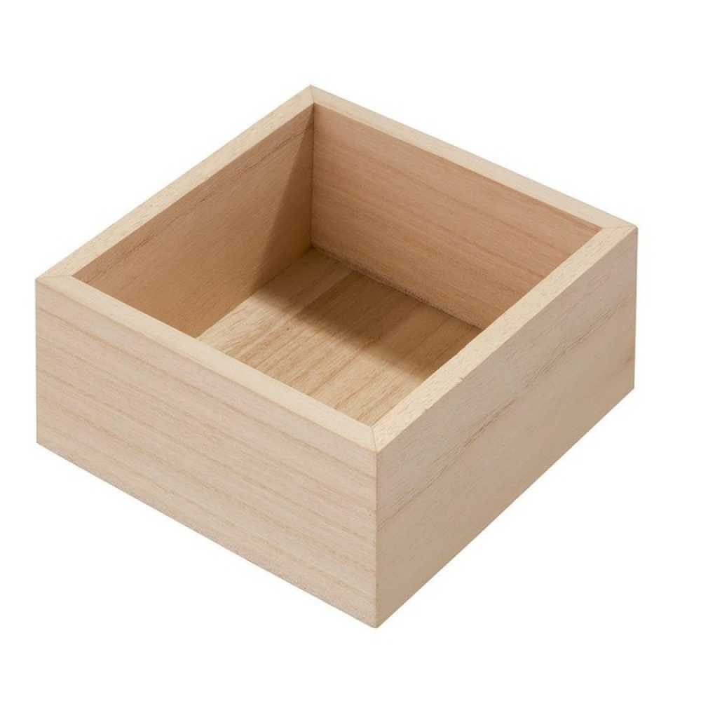 Förvaringsbricka, fyrkantig, PAULOWNIA DRAWER ORGANISER, 12,7 x 12,7 x H 7 cm, Natur i gruppen Förvaring / Köksförvaring / Förvaringsburkar hos SmartaSaker.se (40684)