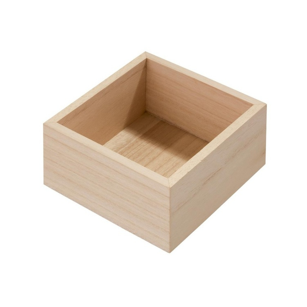 Förvaringsbricka, fyrkantig, PAULOWNIA DRAWER ORGANISER, 12,7 x 12,7 x H 7 cm, Natur i gruppen Förvaring / Köksförvaring / Förvaringsburkar hos SmartaSaker.se (40684)